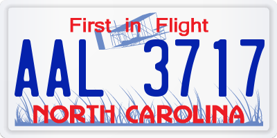 NC license plate AAL3717