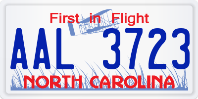 NC license plate AAL3723
