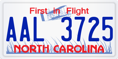 NC license plate AAL3725