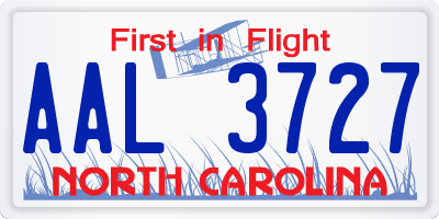 NC license plate AAL3727