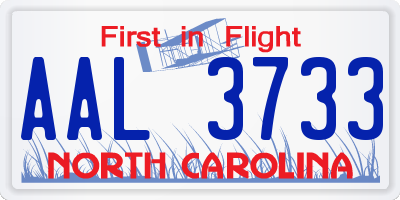 NC license plate AAL3733