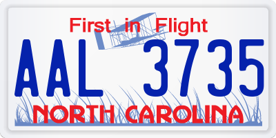 NC license plate AAL3735