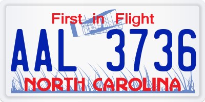 NC license plate AAL3736