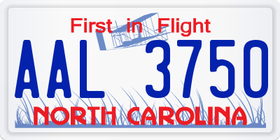 NC license plate AAL3750
