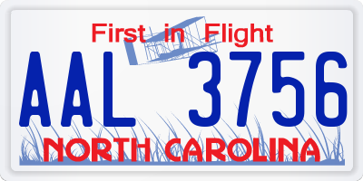 NC license plate AAL3756