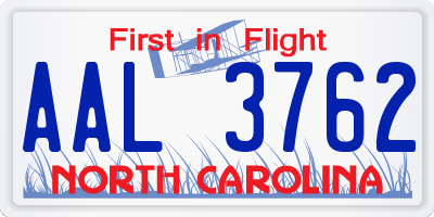 NC license plate AAL3762