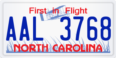 NC license plate AAL3768