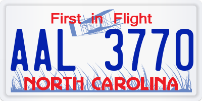 NC license plate AAL3770