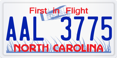 NC license plate AAL3775