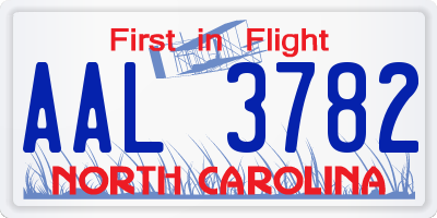 NC license plate AAL3782