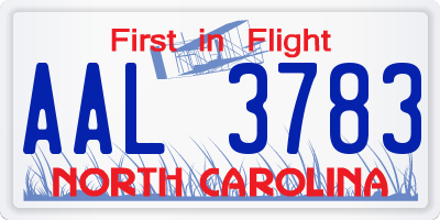 NC license plate AAL3783