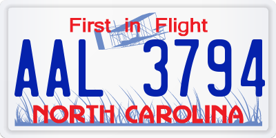 NC license plate AAL3794