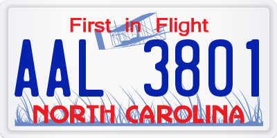 NC license plate AAL3801