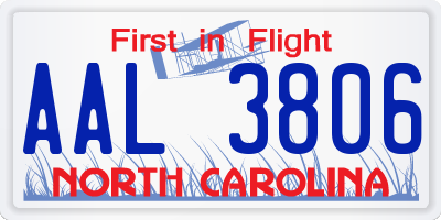 NC license plate AAL3806