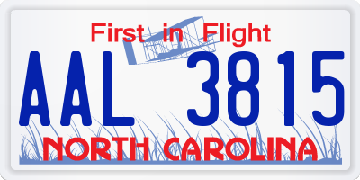 NC license plate AAL3815