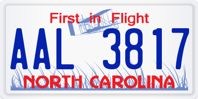 NC license plate AAL3817