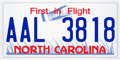 NC license plate AAL3818