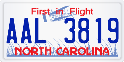 NC license plate AAL3819
