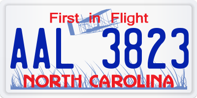 NC license plate AAL3823