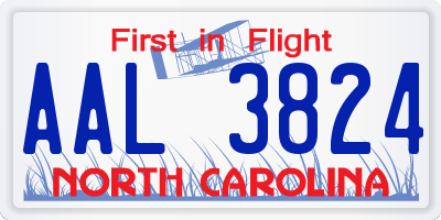 NC license plate AAL3824
