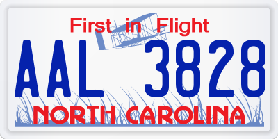 NC license plate AAL3828