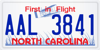 NC license plate AAL3841