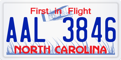 NC license plate AAL3846