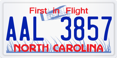 NC license plate AAL3857