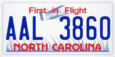 NC license plate AAL3860