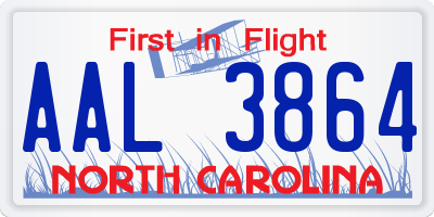NC license plate AAL3864