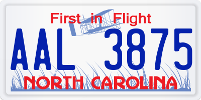 NC license plate AAL3875