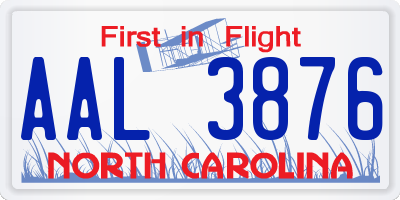 NC license plate AAL3876
