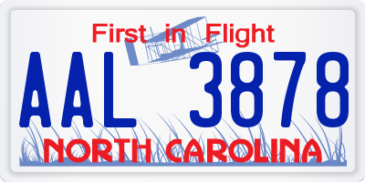 NC license plate AAL3878