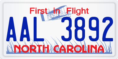 NC license plate AAL3892