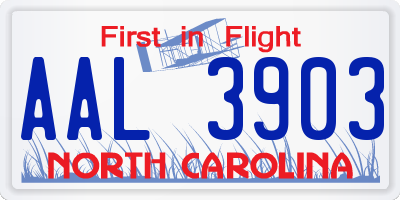 NC license plate AAL3903