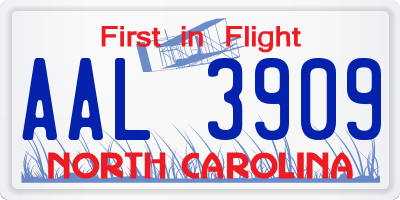 NC license plate AAL3909