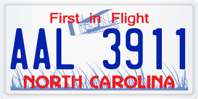 NC license plate AAL3911