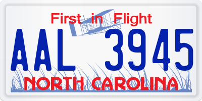 NC license plate AAL3945
