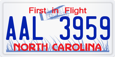 NC license plate AAL3959