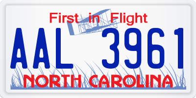 NC license plate AAL3961