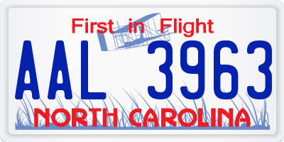 NC license plate AAL3963