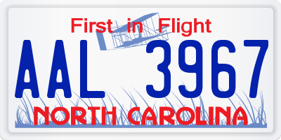 NC license plate AAL3967
