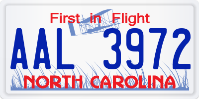 NC license plate AAL3972