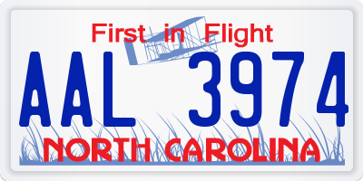 NC license plate AAL3974