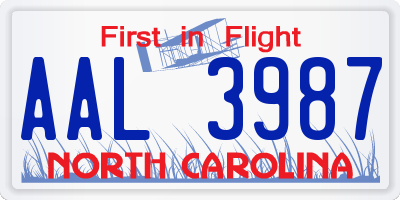 NC license plate AAL3987