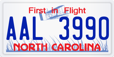 NC license plate AAL3990