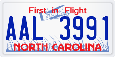 NC license plate AAL3991