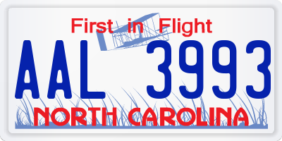 NC license plate AAL3993