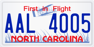 NC license plate AAL4005