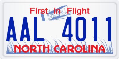NC license plate AAL4011
